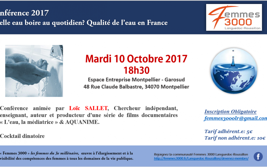 Conférence : Quelle eau boire au quotidien ? Qualité de l’eau en France