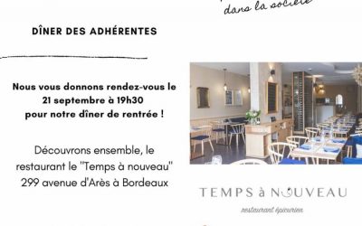 Dîner de rentrée des adhérentes Femmes 3000 Gironde